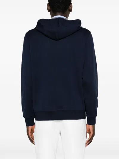 Brunello Cucinelli Zip-up Hoodie With Contrasting Lining And Ribbed Cuffs In Blue