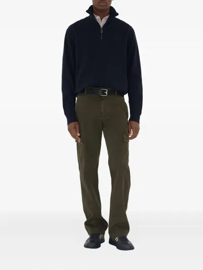 Burberry Indigo Blue Leather And Check Sneaker Terrace In Black