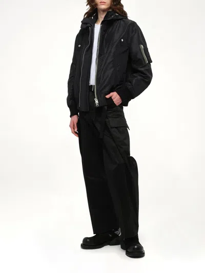 Sacai Zip-front Hooded Jacket In Black