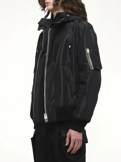 Sacai Zip-front Hooded Jacket In Black