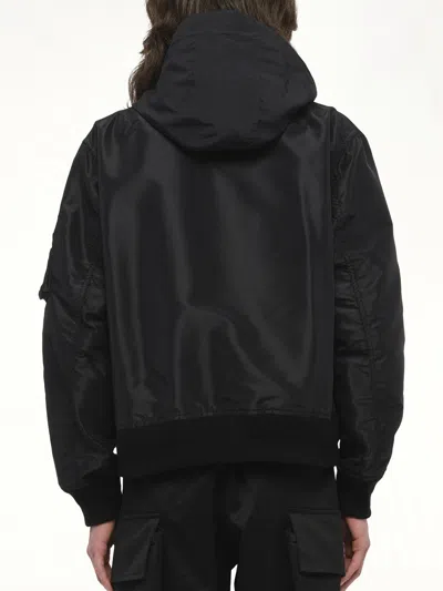 Sacai Zip-front Hooded Jacket In Black