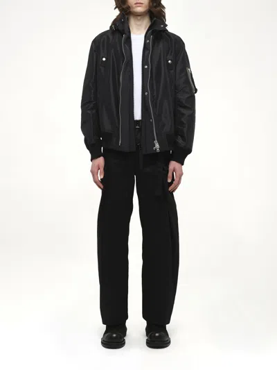 Sacai Zip-front Hooded Jacket In Black