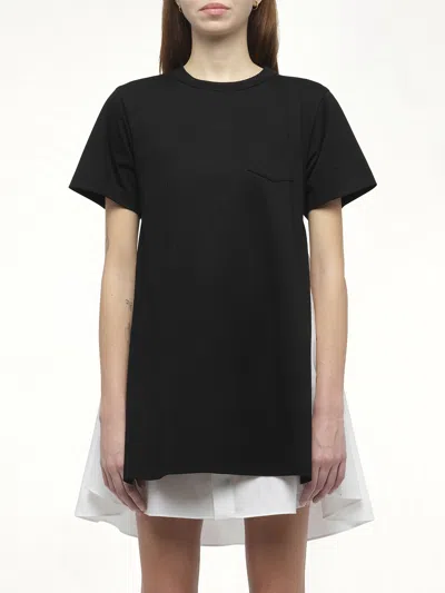 Sacai X Women's Poplin X Cotton Jersey Dress In Multi
