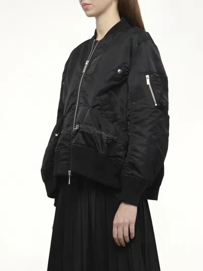 Sacai Women's Nylon Twill Blouson With Drawstring In Black