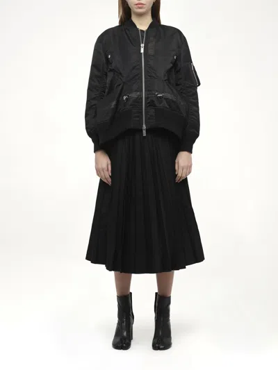 Sacai Women's Nylon Twill Blouson With Drawstring In Black
