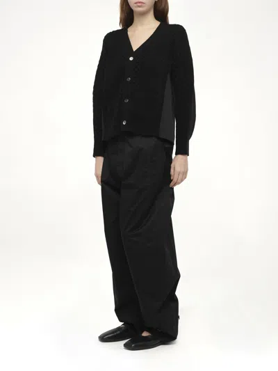 Sacai X Women's Wool Knit X Cotton Poplin Cardigan
