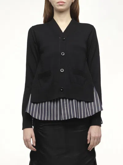 Sacai X Women's Poplin X Knit Cardigan