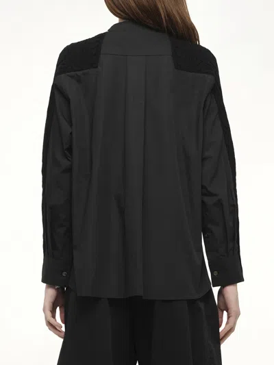 Sacai X Women's Wool Knit X Cotton Poplin Cardigan