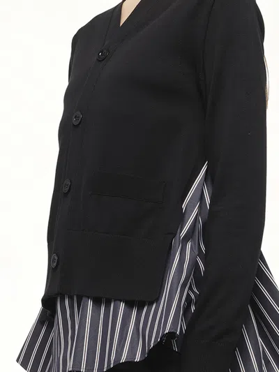 Sacai X Women's Poplin X Knit Cardigan