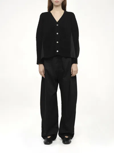 Sacai X Women's Wool Knit X Cotton Poplin Cardigan