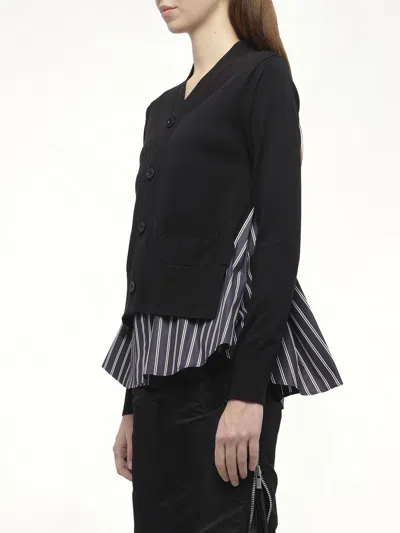 Sacai X Women's Poplin X Knit Cardigan