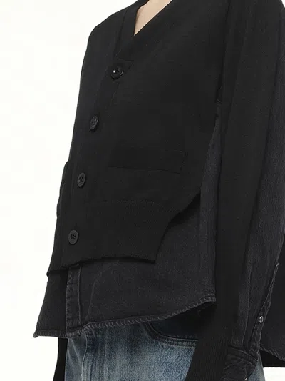 Sacai X Women's Denim X Knit Cardigan