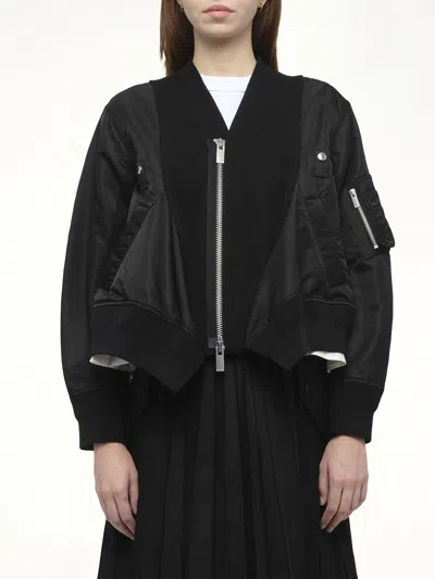 Sacai X Women's Nylon Twill X Knit Cardigan