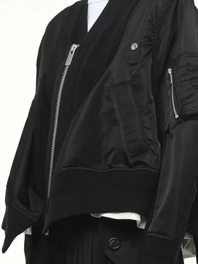 Sacai X Women's Nylon Twill X Knit Cardigan