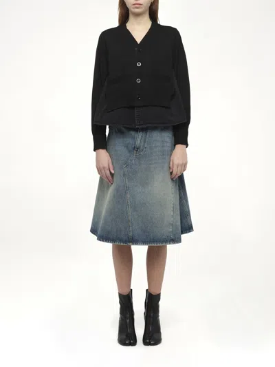 Sacai X Women's Denim X Knit Cardigan