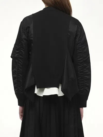 Sacai X Women's Nylon Twill X Knit Cardigan