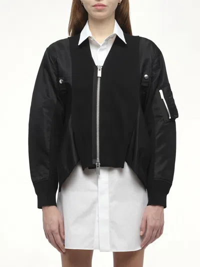 Sacai X Women's Nylon Twill X Knit Cardigan