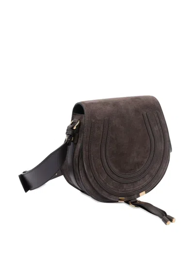 Chloé Marcie Crossbody Bag In Calfskin Suede In Brown