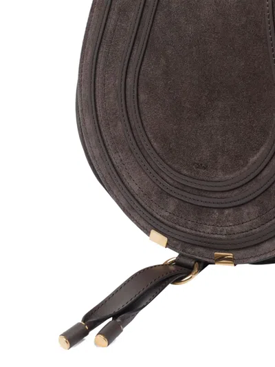 Chloé Marcie Crossbody Bag In Calfskin Suede In Brown