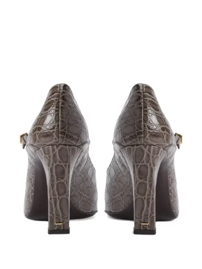 Giuseppe Zanotti 90mm Brita Crocodile-effect Buckle Pumps In Gray