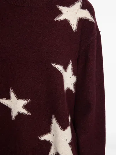 Zadig & Voltaire Cashmere Sweater With Stars In Burgundy