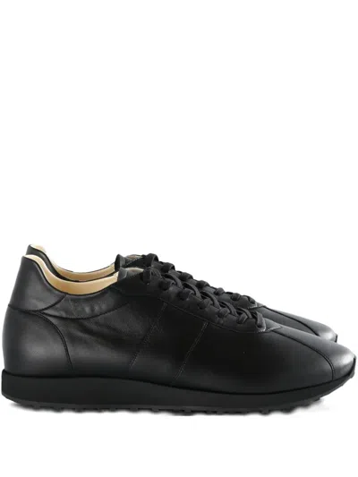 The Row Round Toe Rubber Sole Smooth Finish Sneakers In Black