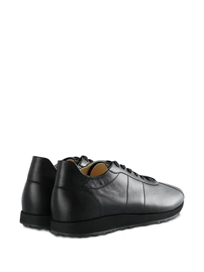 The Row Round Toe Rubber Sole Smooth Finish Sneakers In Black