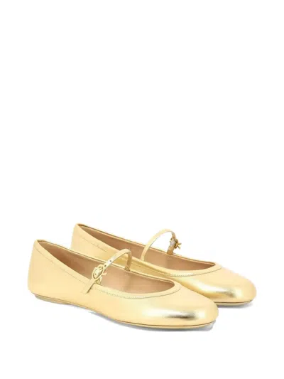 Gianvito Rossi Buckle-strap Round-toe Ballet Flats In Yellow