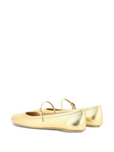 Gianvito Rossi Buckle-strap Round-toe Ballet Flats In Yellow