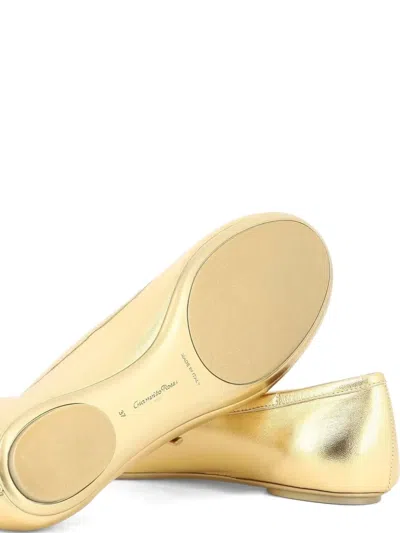 Gianvito Rossi Buckle-strap Round-toe Ballet Flats In Yellow