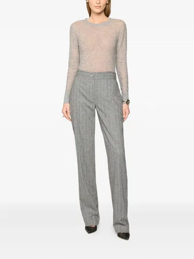 Genny Stripe-pattern Trousers In Gray