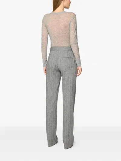 Genny Stripe-pattern Trousers In Gray