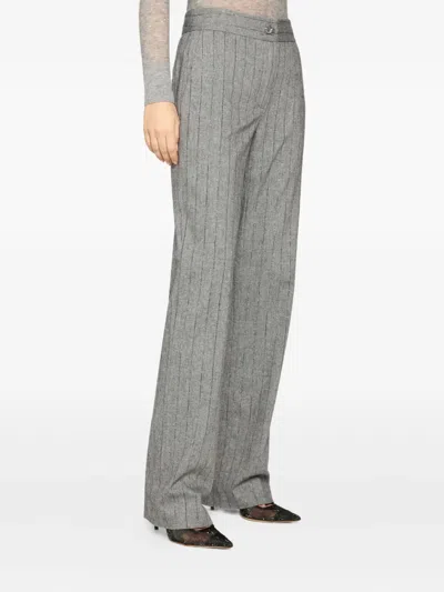 Genny Stripe-pattern Trousers In Gray