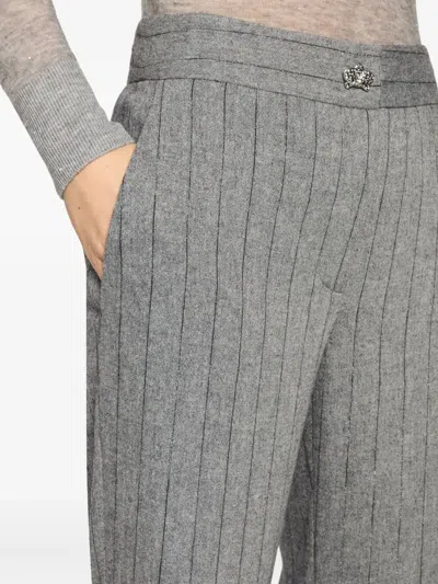 Genny Stripe-pattern Trousers In Gray