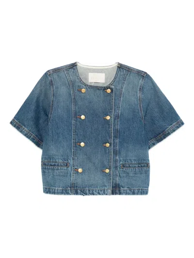 Ulla Johnson The Serge Short Sleeve Jacket In Danube In Blue