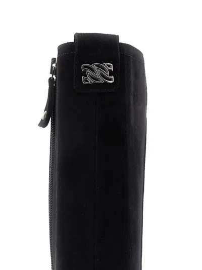 Casadei Black Block-heel Suede Boots In Black