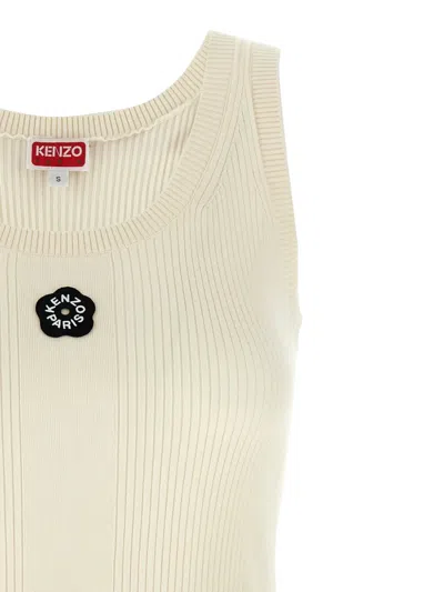Kenzo White Viscose Polyester Tops In Neutral