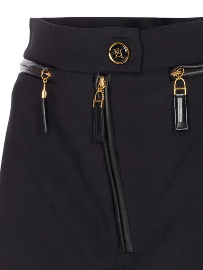 Elisabetta Franchi Gonna In Doppio Crêpe Con Zip Nera In Black
