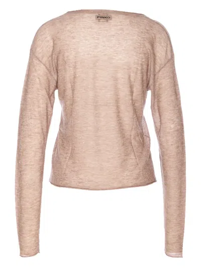 Pinko Salomone Wool Sweater With Micro Sequins In Pink