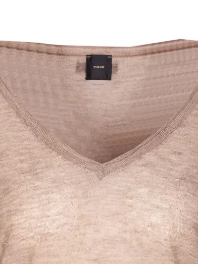 Pinko Salomone Wool Sweater With Micro Sequins In Pink