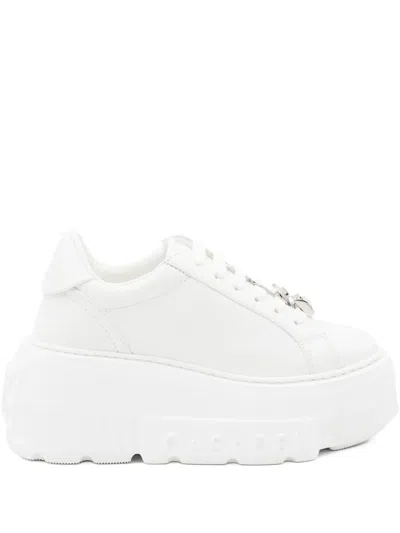 Casadei Low Top Sneakers Platform Sole In White