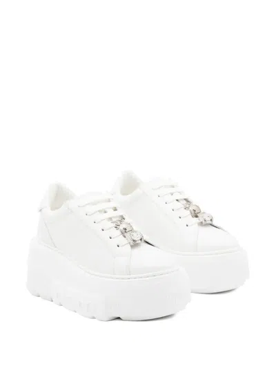 Casadei Low Top Sneakers Platform Sole In White