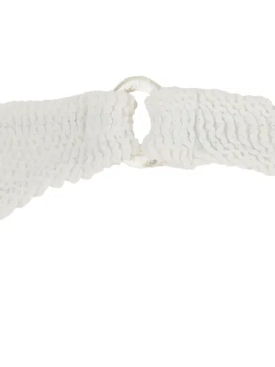 Hunza G 'misty' White Bikini With Fixed Spaghetti Straps And Cut-out With Ring In White