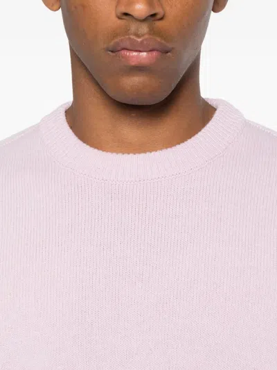 Stone Island Logo-patch Crew-neck Wool Sweater In Pink