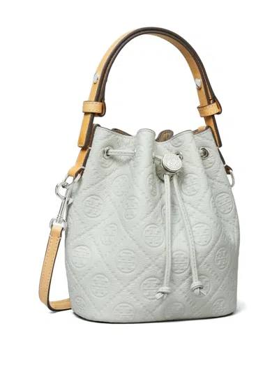 Tory Burch Mini T Monogram Pebble Leather Bucket Bag