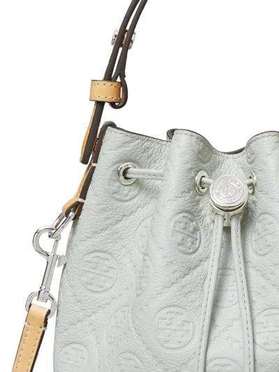 Tory Burch Mini T Monogram Pebble Leather Bucket Bag