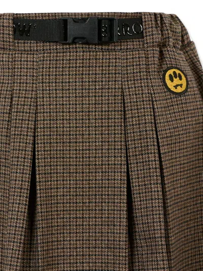 Barrow Pleated Check-pattern Skirt In Brown