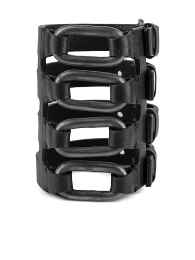Parts Of Four Leather Bracelet In Black