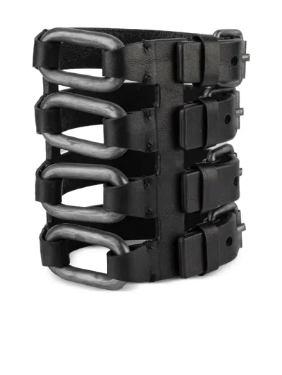 Parts Of Four Leather Bracelet In Black