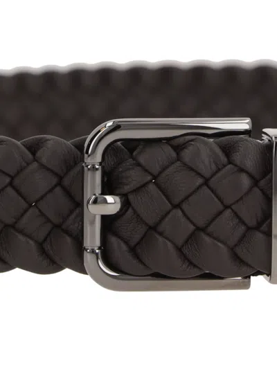 Dolce & Gabbana Braided Leather Belt In Black